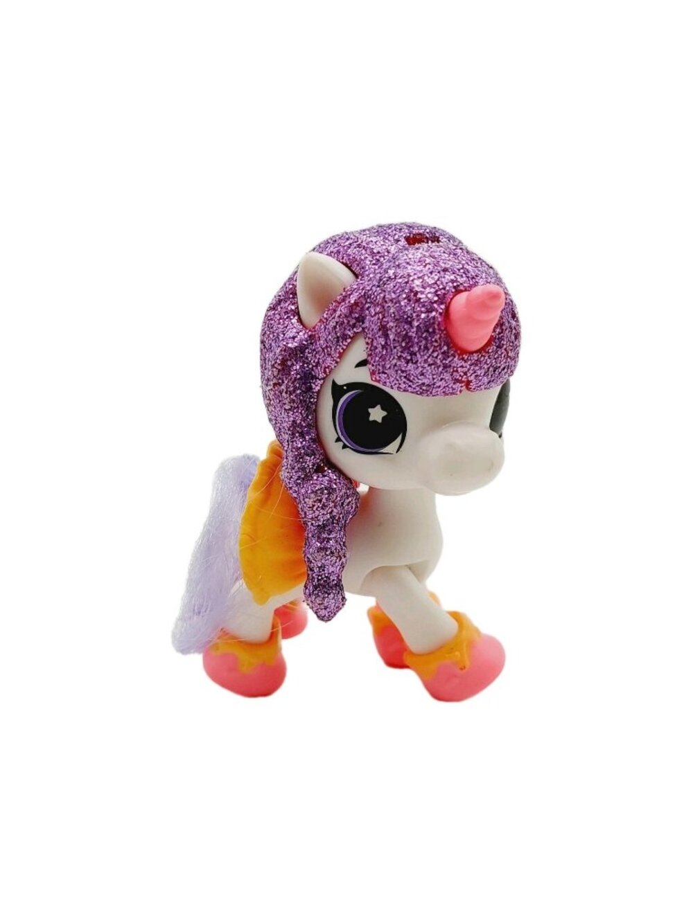 Zuru 5 Surprise Unicorn Squad Figure White Unicorn Purple Hair 3” Cake Topper